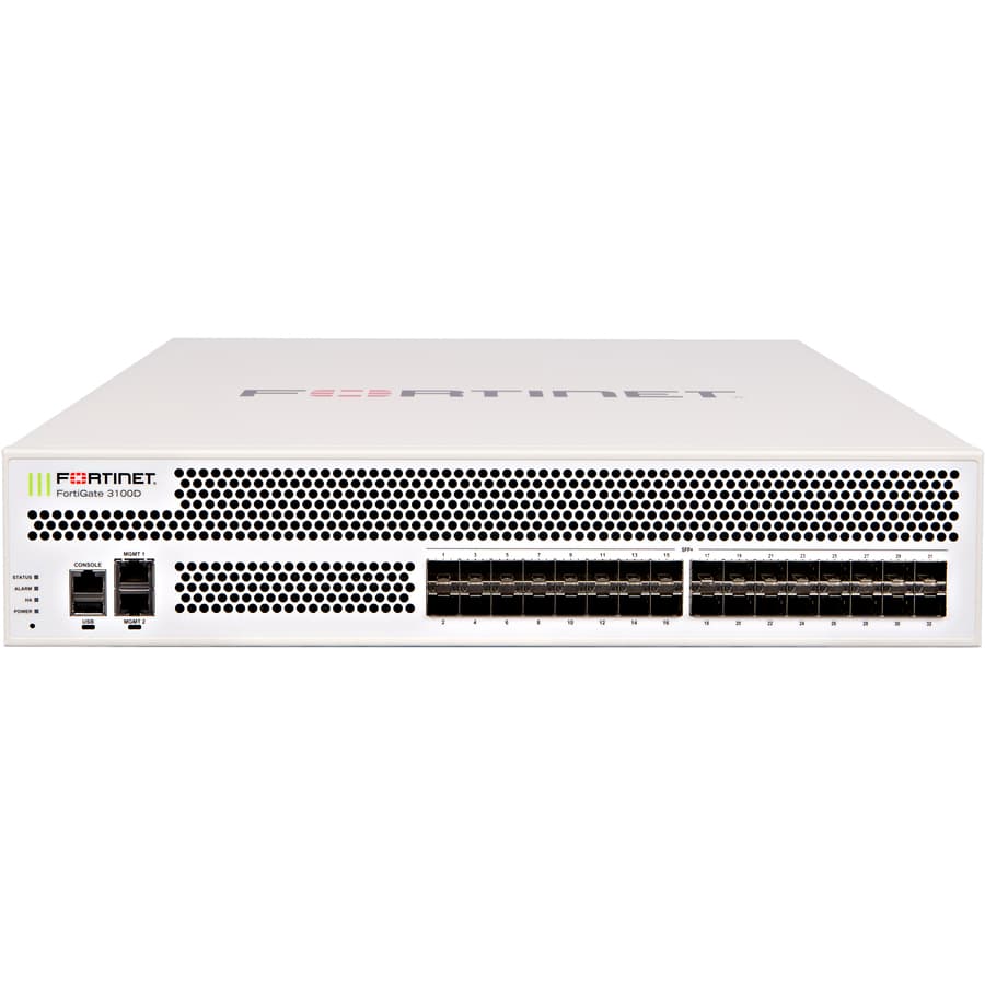 Fortinet FG-3100D 2U rack-mount next-gen firewall with 10 Gigabit Ethernet and SFP/SFP+ support
