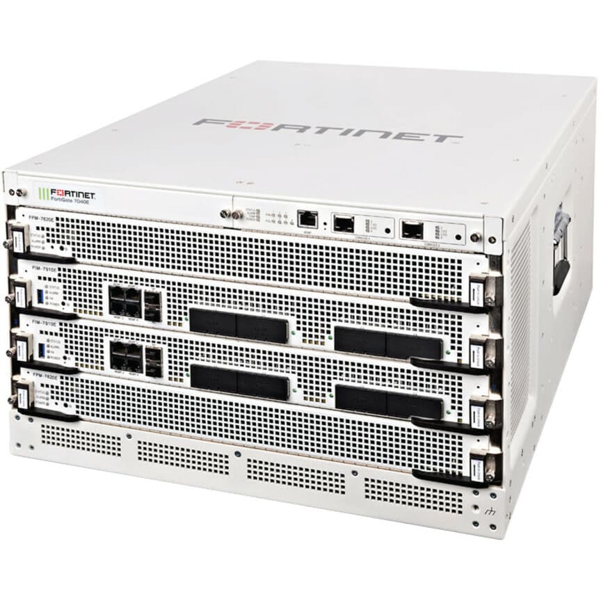 Fortinet FortiGate 7040E 8 modular 6U firewall chassis with redundant power supplies
