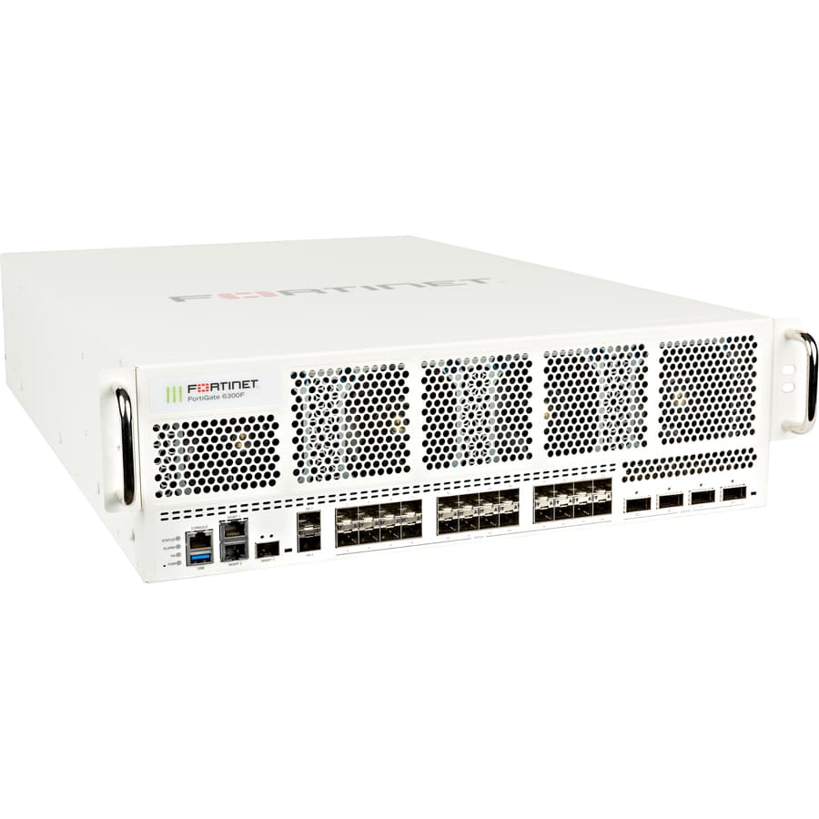 Fortinet FortiGate 6300F 3 RU rack-mount firewall with 4 x 40/100GE QSFP28 slots