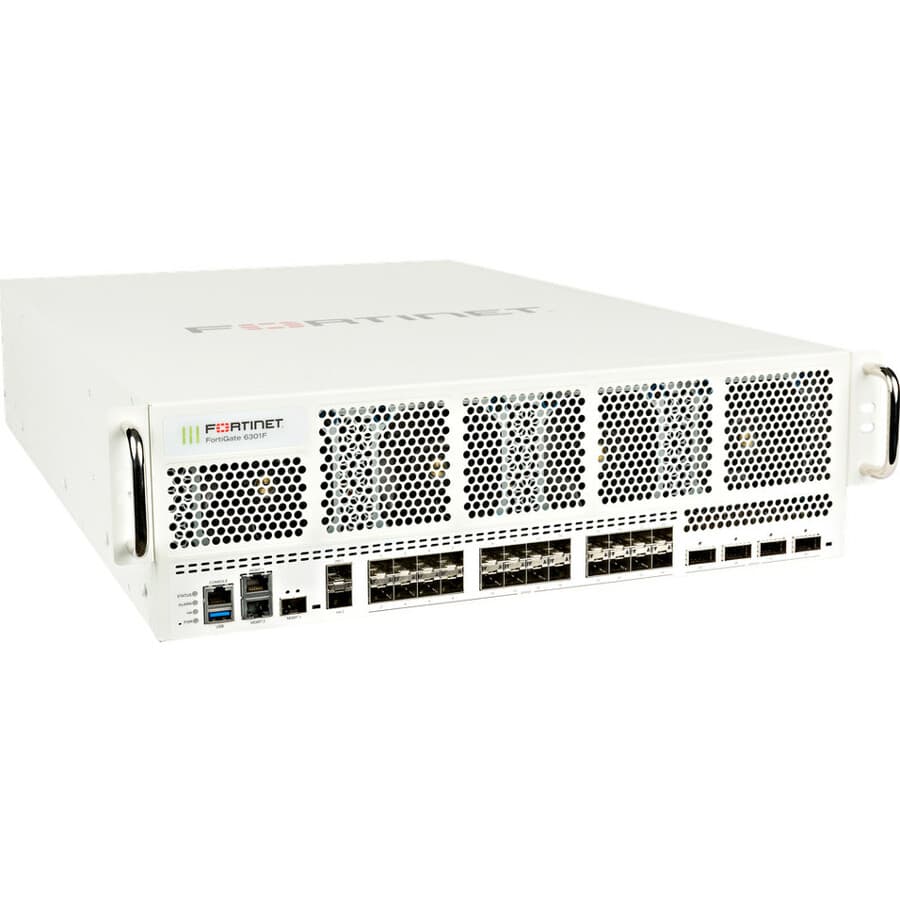 Fortinet FortiGate 6301F firewall with 4 x 40/100GE QSFP28 slots and 24 x 1/10/25GE SFP28 slots