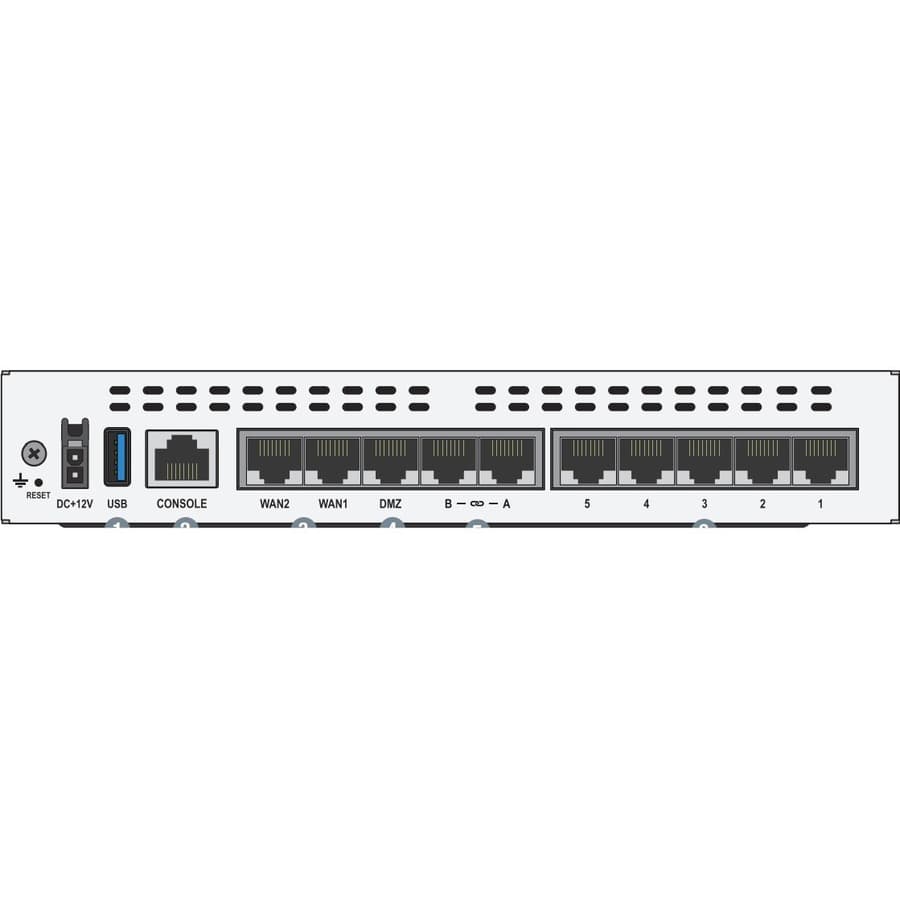 Fortinet FortiGate 60F firewall with 10 GE RJ45 ports including 2 WAN ports and 1 DMZ port