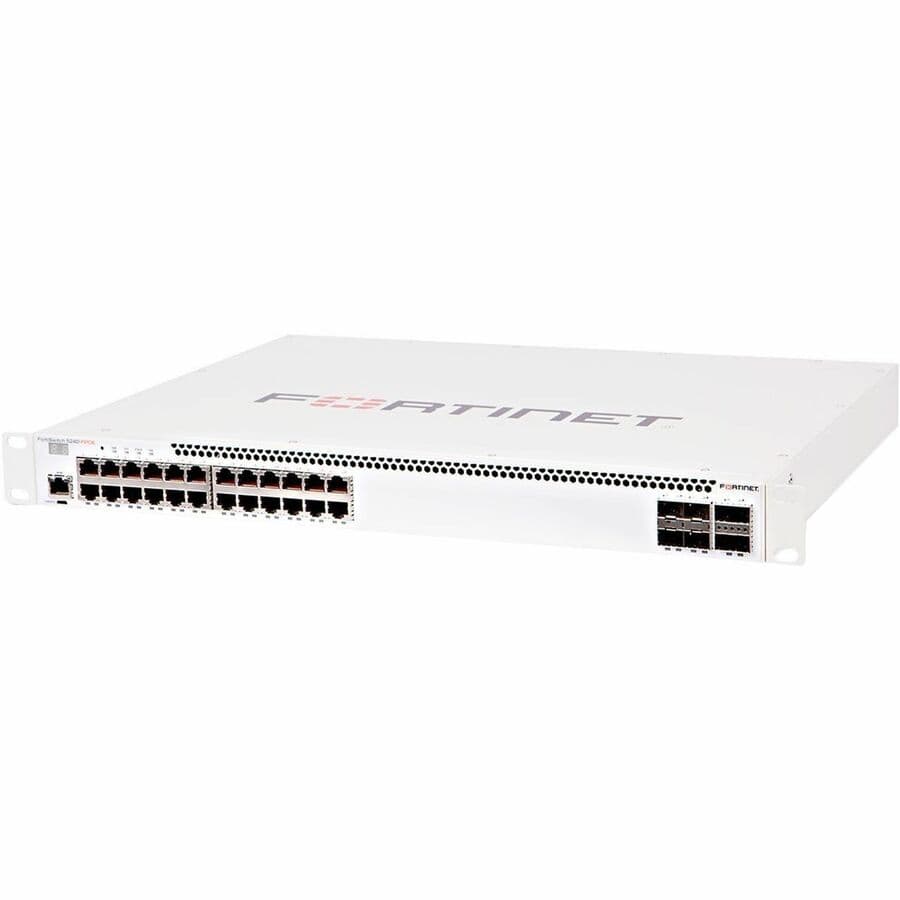 Fortinet FS-524D-FPOE 24-port PoE+ Layer 2/3 rack-mount switch with FortiLink support