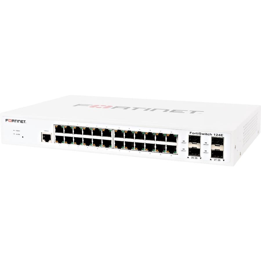 Fortinet FS-124E managed 29-port Gigabit Ethernet switch in 1 RU rack-mount chassis