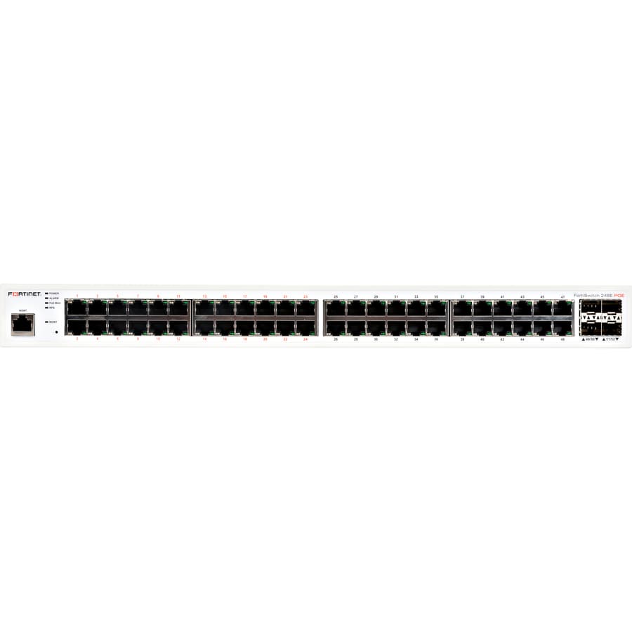 Fortinet FortiSwitch-248E-POE 48-port Gigabit PoE+ switch with 4 SFP uplinks and 370 W PoE budget