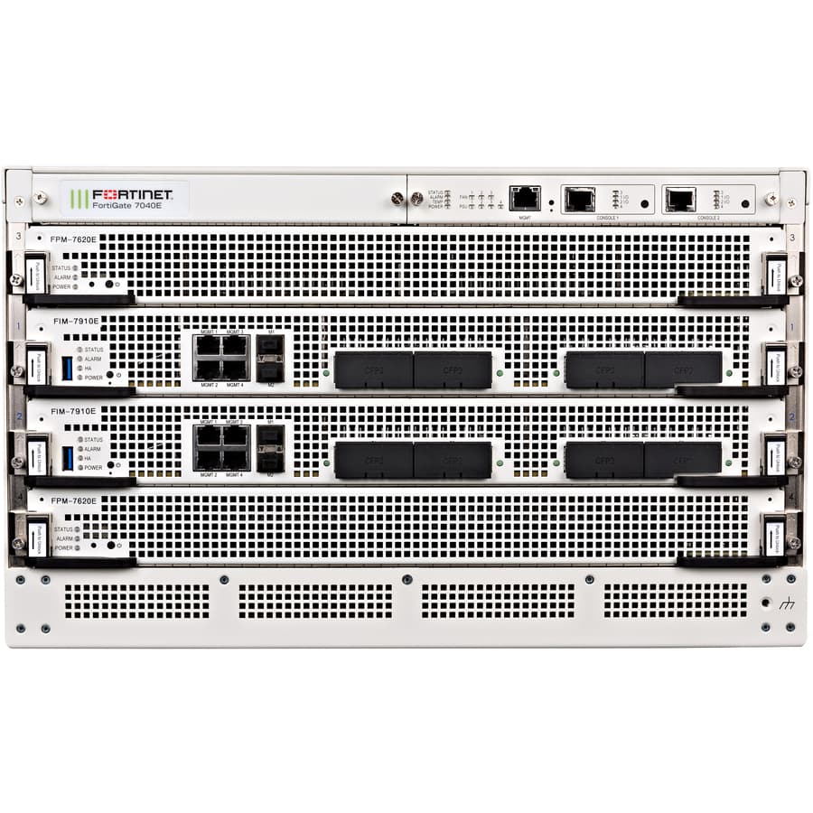 Fortinet FortiGate 7040E 8 DC modular 6U chassis firewall with redundant DC power