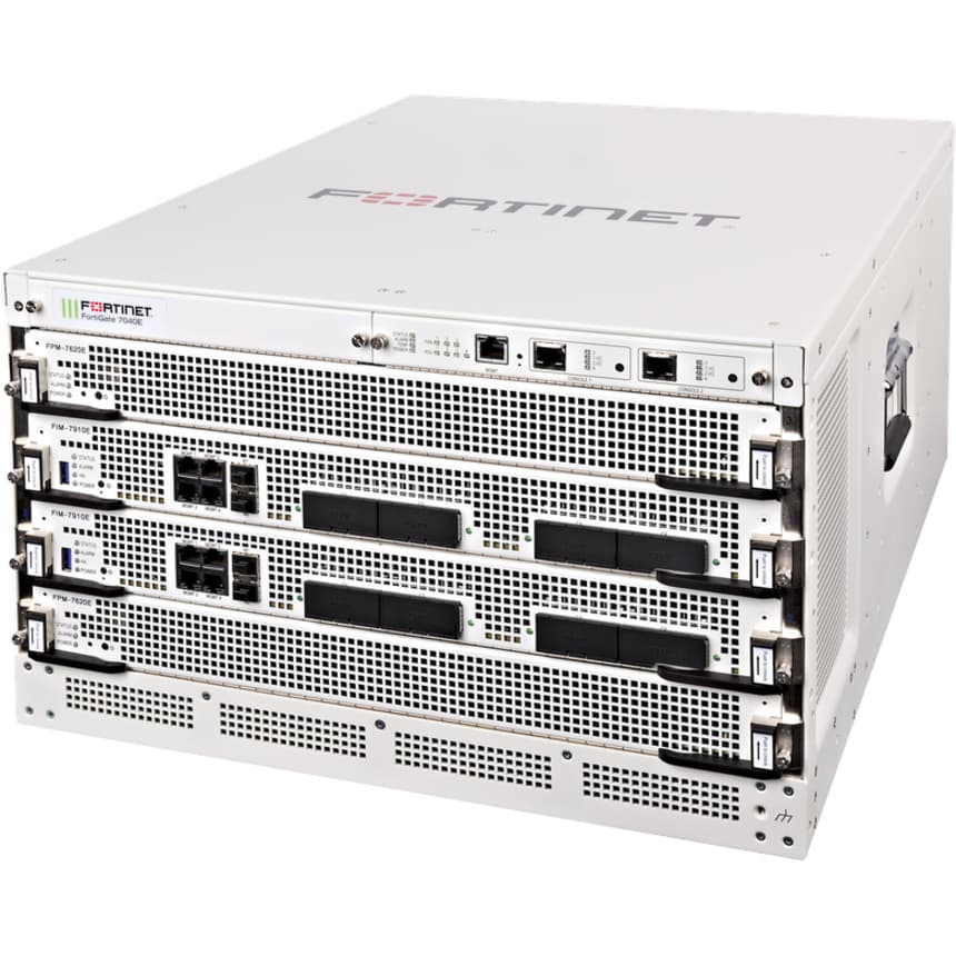 Fortinet FortiGate 7040E firewall appliance with 8 DC ports and 3-year FortiCare Premium UTP bundle