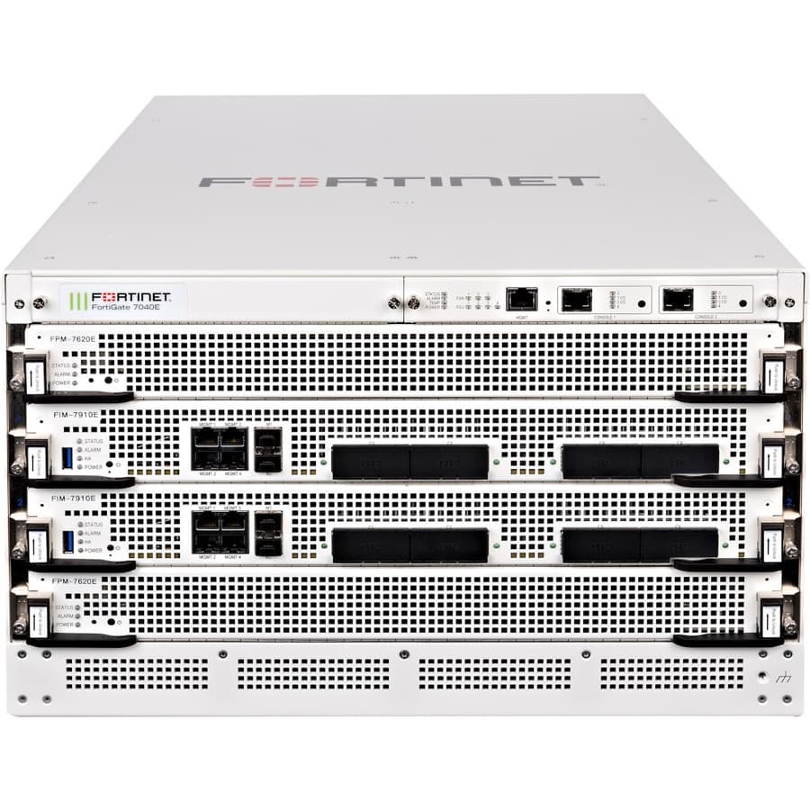 Fortinet FortiGate 7040E 9 6U modular firewall chassis with redundant power supplies