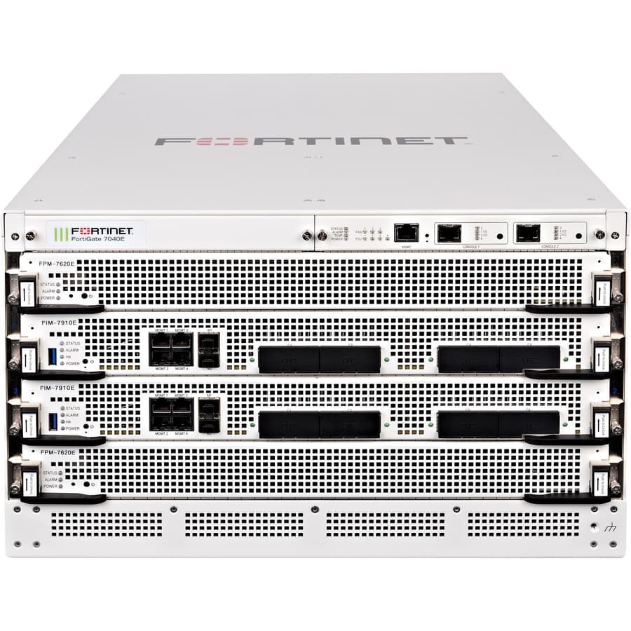 Fortinet FortiGate 7040E 9 DC modular 6U firewall chassis with redundant DC power