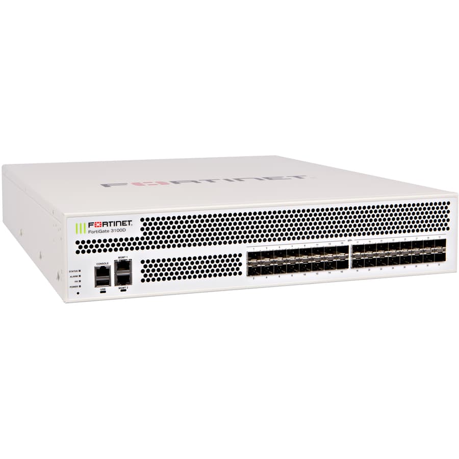 Fortinet FG-3100D 2U rack-mount next-gen firewall with 10 Gigabit Ethernet and SFP/SFP+ support