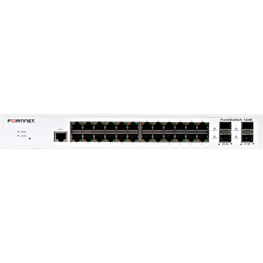 Fortinet FS-124E managed 29-port Gigabit Ethernet switch in 1 RU rack-mount chassis