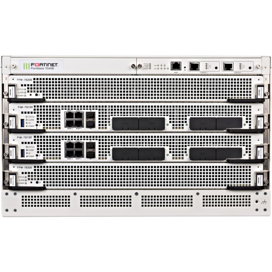 FortiGate 7040E enterprise firewall hardware with 8 DC power and 5-year UTP bundle