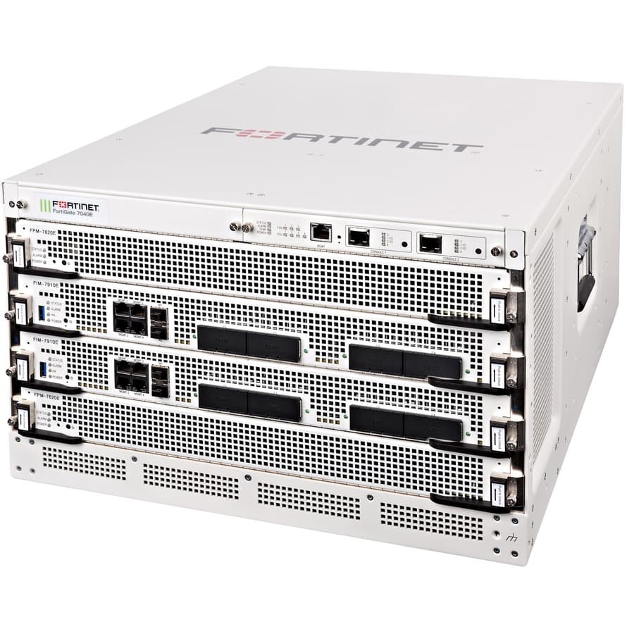 Fortinet FortiGate 7040E 9 DC modular 6U firewall chassis with redundant DC power