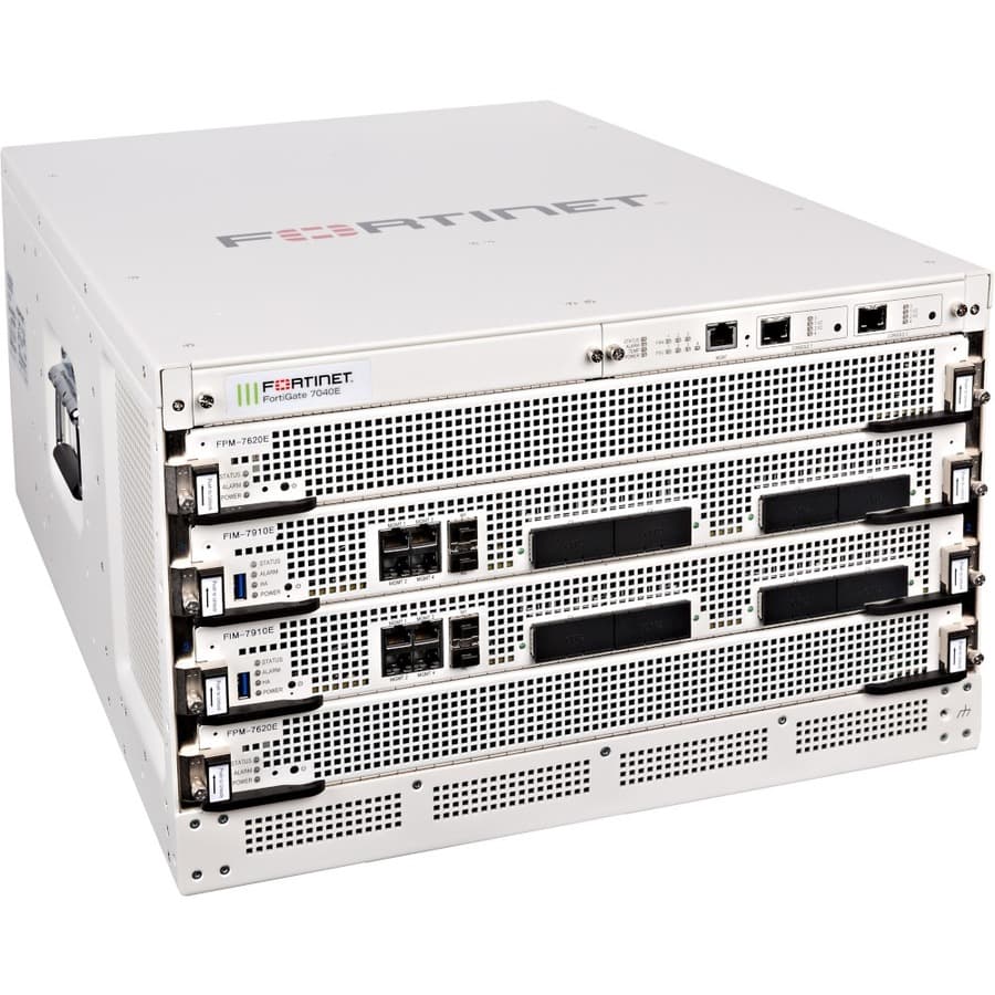 Fortinet FortiGate 7040E 9 6U modular firewall chassis with redundant power supplies