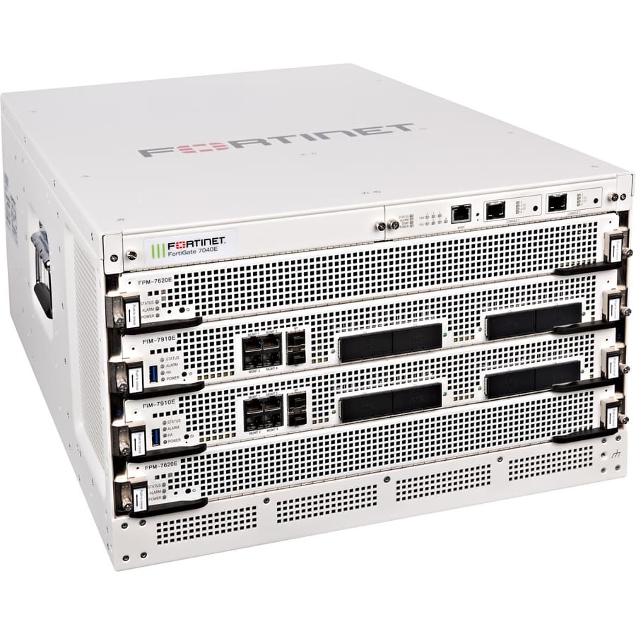 Fortinet FortiGate 7040E 9 DC modular 6U firewall chassis with redundant DC power