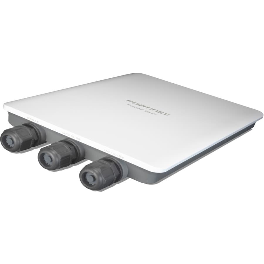 FortiAP-234F outdoor tri-radio Wi‑Fi 6 access point with internal antennas and included mount kit