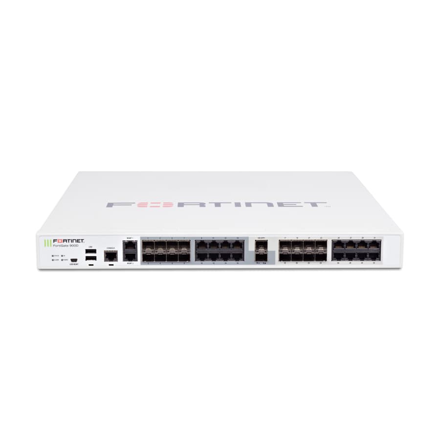 Fortinet FortiGate-900D-LENC 1U firewall with 16 ports and 10 GbE SFP+ support