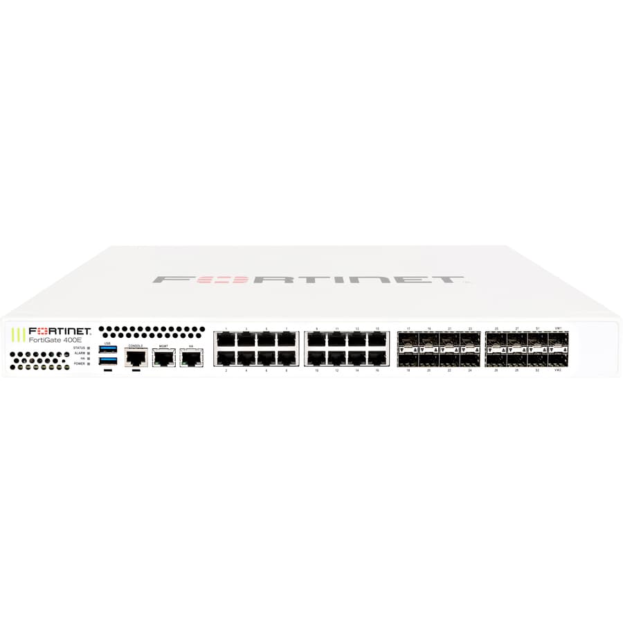 Fortinet FG-401E firewall with 18 GE RJ45 ports including management and HA ports