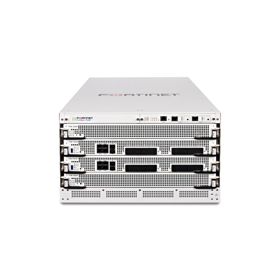 Fortinet FortiGate 7040E 8 modular 6U firewall chassis with redundant power supplies