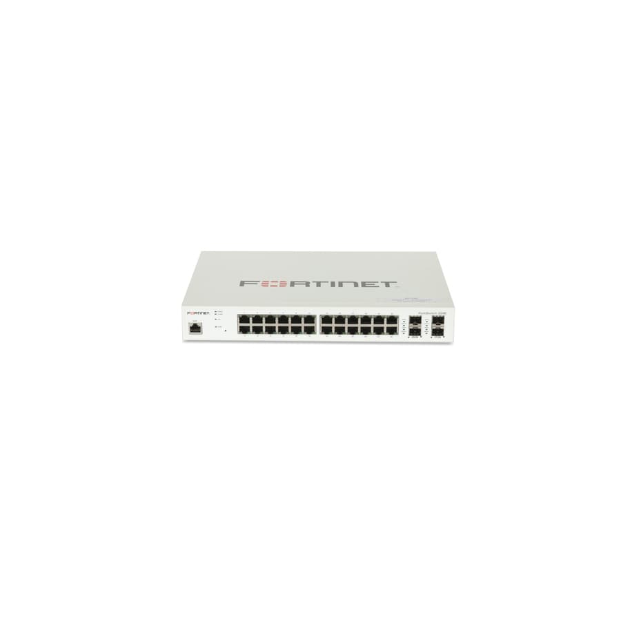 Fortinet FortiSwitch-224E managed Layer 2/3 switch with 24 GE RJ45 ports and 4 SFP uplinks