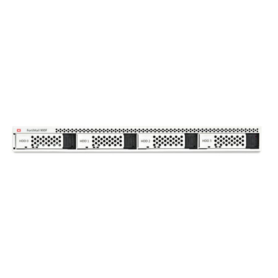 Fortinet FortiMail-900F 1U email security appliance with dual GE ports and universal AC input