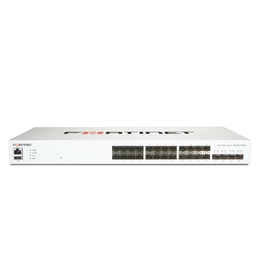 Fortinet FortiSwitch 424E Fiber managed Layer 2/3 switch with 24 GE SFP ports and 4 x 10 GE SFP+ uplinks