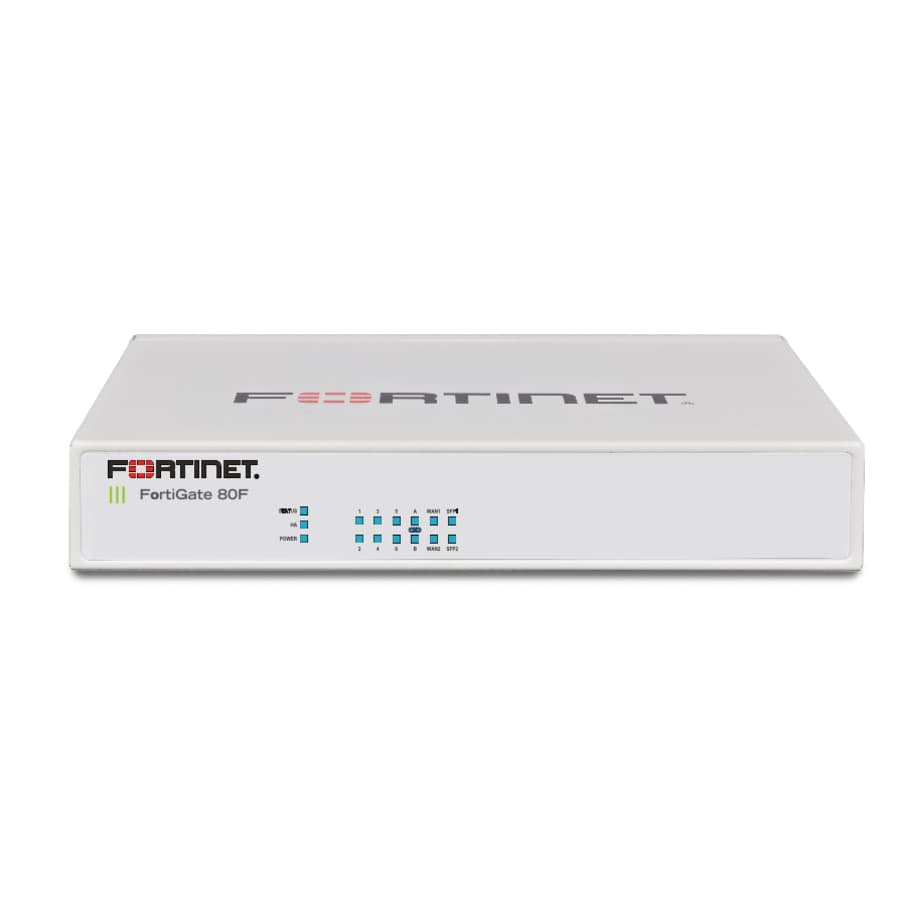 FortiGate-81F compact firewall appliance with 8 GE RJ45 ports and 2 shared WAN ports