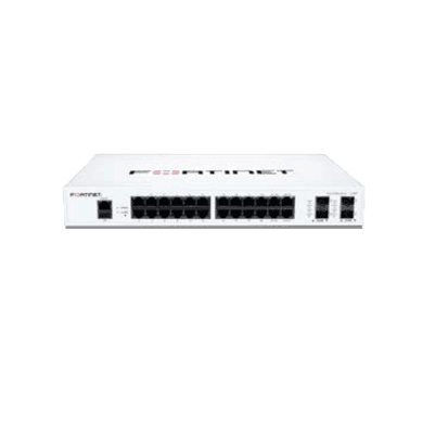 Fortinet FortiSwitch-124F 24-port Gigabit managed switch with 4 SFP+ uplinks and fanless 1U design
