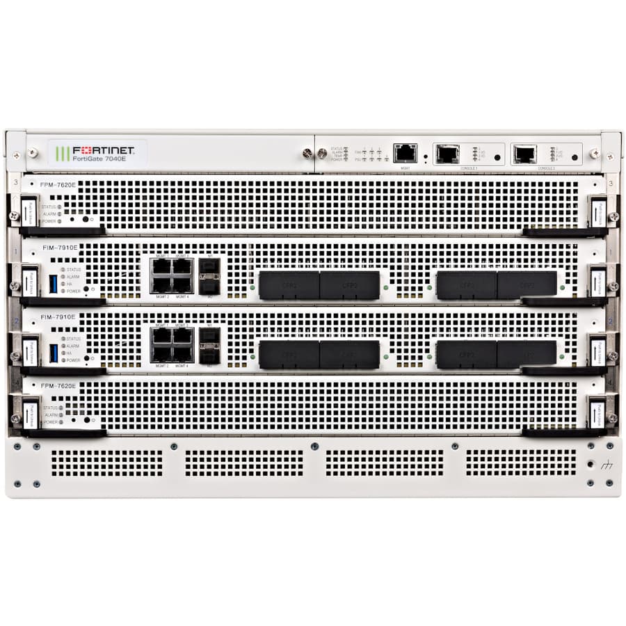Fortinet FortiGate 7040E 9 6U modular firewall chassis with redundant power supplies