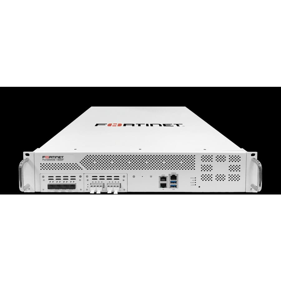 Fortinet FortiDDoS 1500F DDoS protection appliance with dual redundant power and 10 GE ports