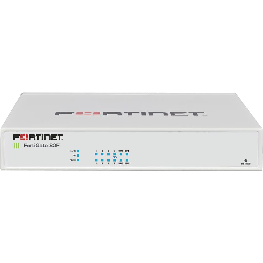 FortiGate 81F POE Fortinet firewall with 8 PoE RJ45 ports, 2 shared WAN ports, and 128 GB SSD