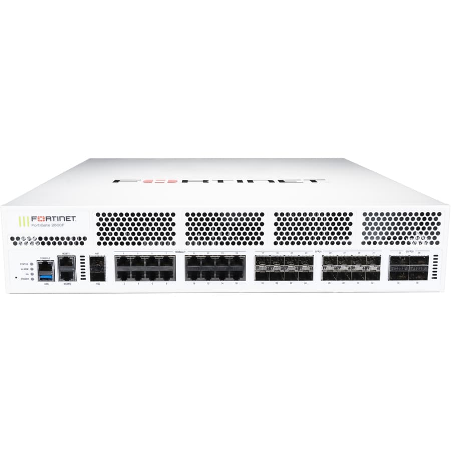 Fortinet FortiGate 2601F LENC 2U enterprise firewall with 198 Gbps throughput and 16 ports