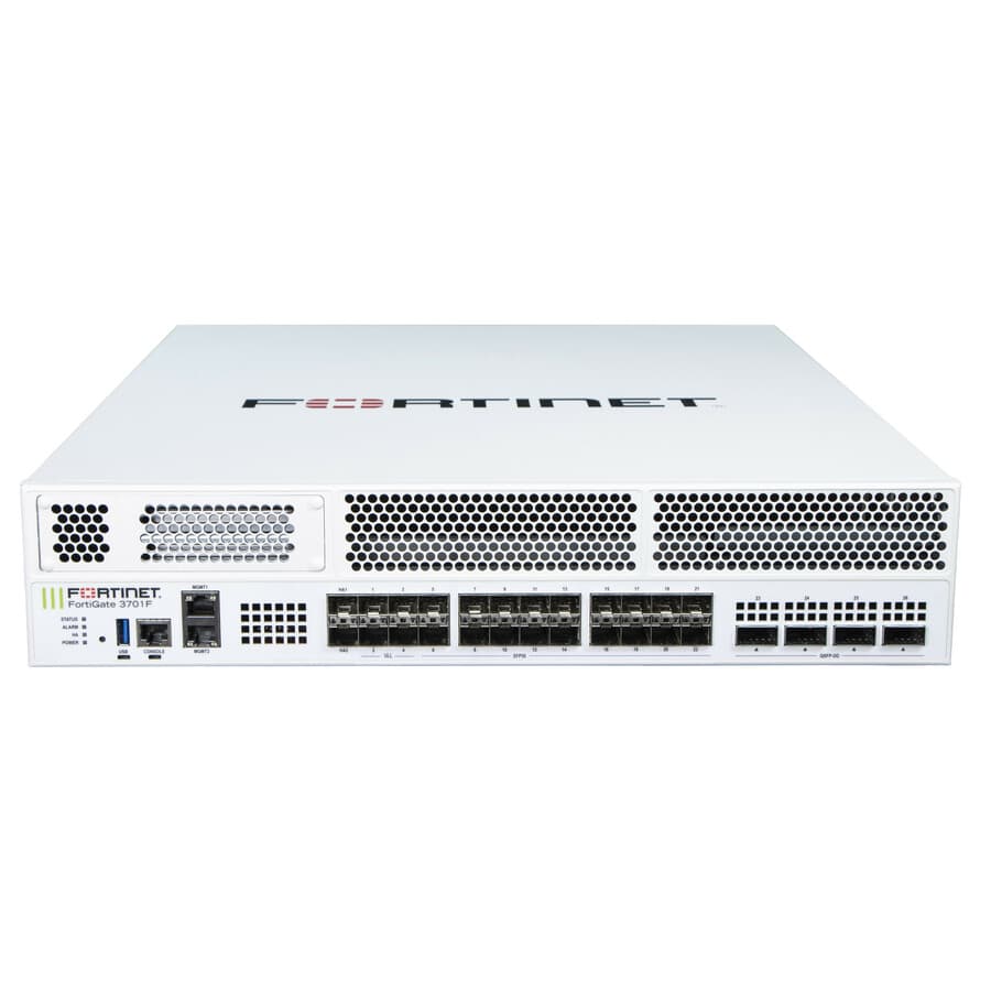 Fortinet FortiGate 3701F rack-mount firewall with 400 GE QSFP-DD and 50 GE SFP56 ports
