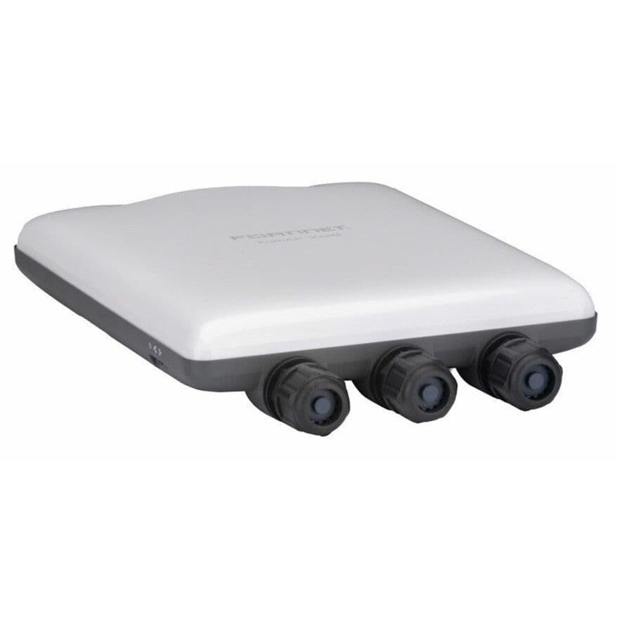 Fortinet FortiAP-234G outdoor access point with tri-radio Wi-Fi 6E, dual 2.5 GbE ports, and pole or wall mounting