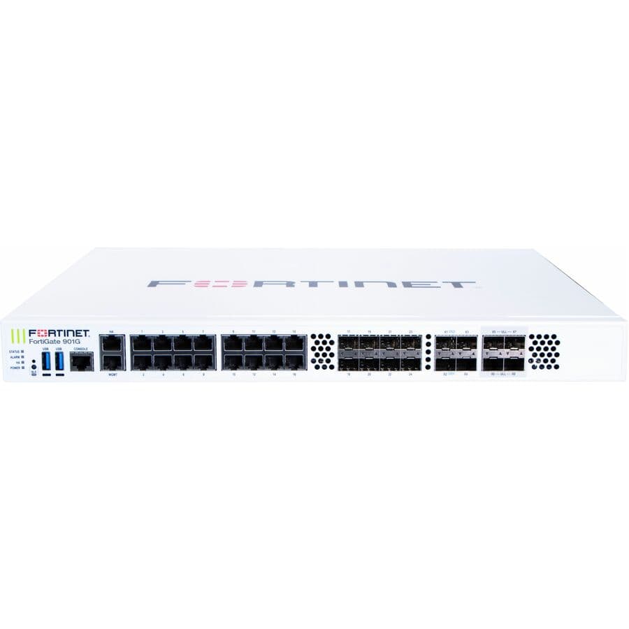 Fortinet FortiGate-901G-DC next-generation firewall hardware bundle with 5-year FortiCare Premium and FortiGuard services