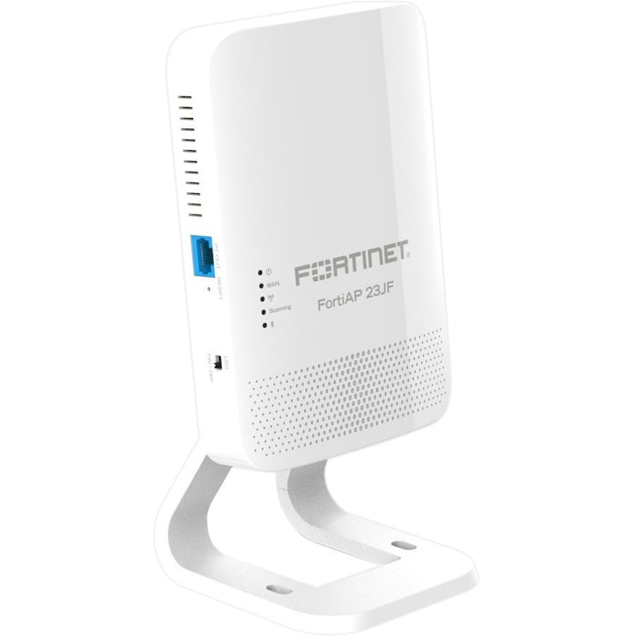 Fortinet FortiAP-23JF wall plate access point with tri-radio Wi-Fi 6, 4 RJ45 ports, BT/BLE, and included mounting kit
