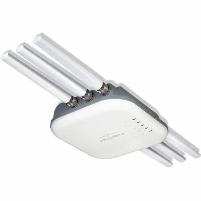 Fortinet FortiAP 432FR outdoor access point with UL Class 1 Division 2 certification, external antennas, and PoE injector