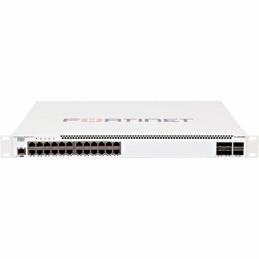 Fortinet FS-524D-FPOE 24-Port PoE+ Switch | Layer 3, 1U Rack-Mount