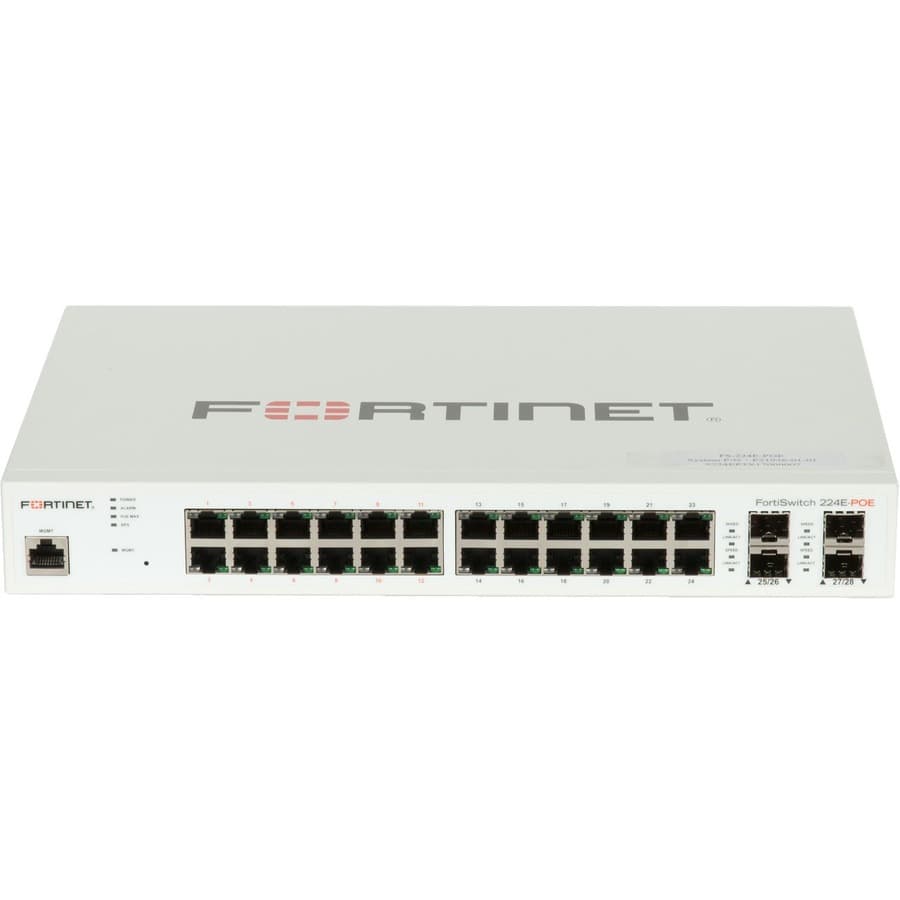 FortiSwitch-224E-POE Fortinet 24-Port PoE+ Switch, 4 SFP | Layer 2/3